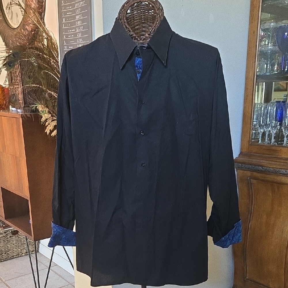 Bullick & Jones Classic Black Shirt Jacket with Blue and Gold Accented Trim